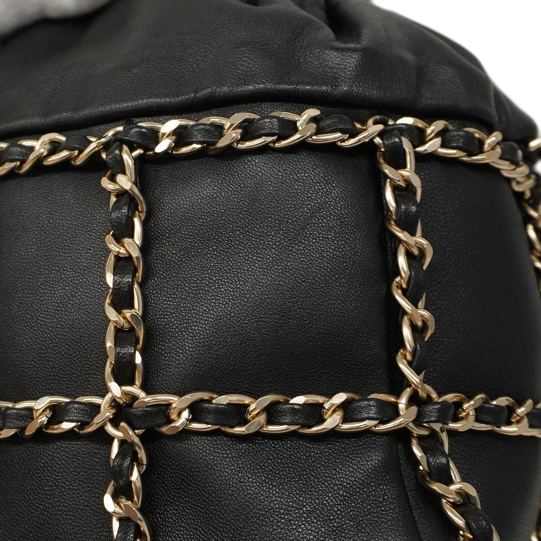 Chanel Shoulder Bag Lambskin Black Champagne Gold Hardware [Used]