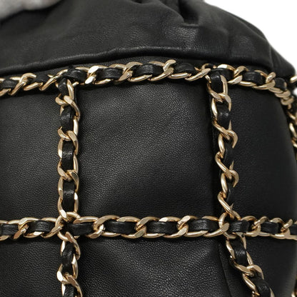 Chanel Shoulder Bag Lambskin Black Champagne Gold Hardware [Used]