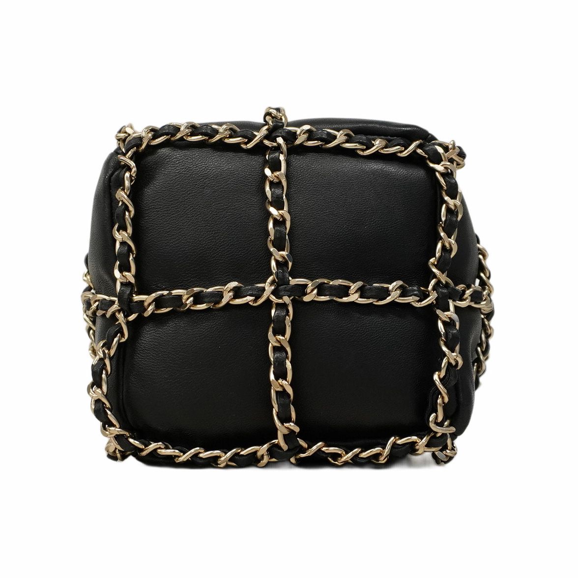 Chanel Shoulder Bag Lambskin Black Champagne Gold Hardware [Used]