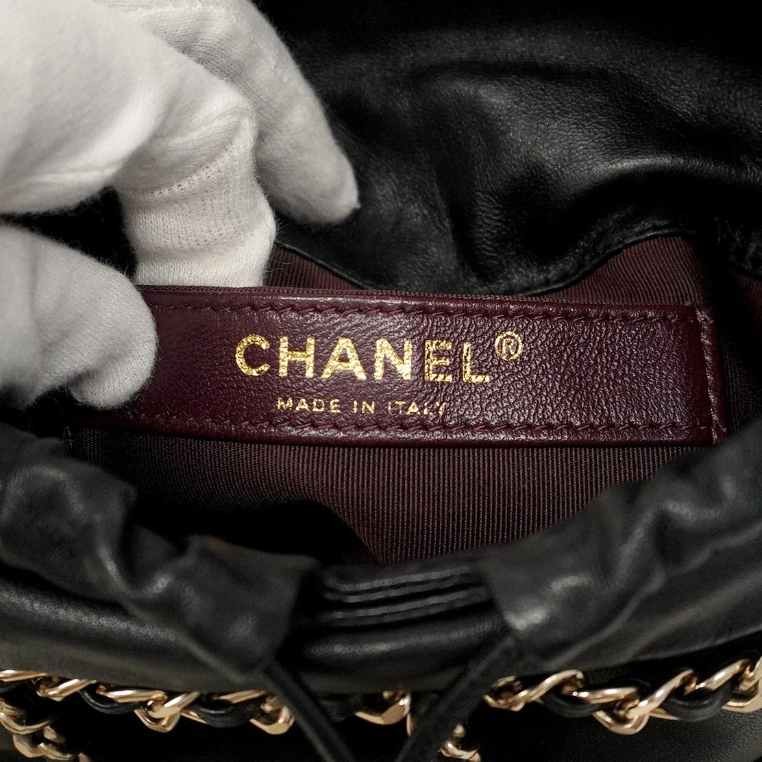 Chanel Shoulder Bag Lambskin Black Champagne Gold Hardware [Used]