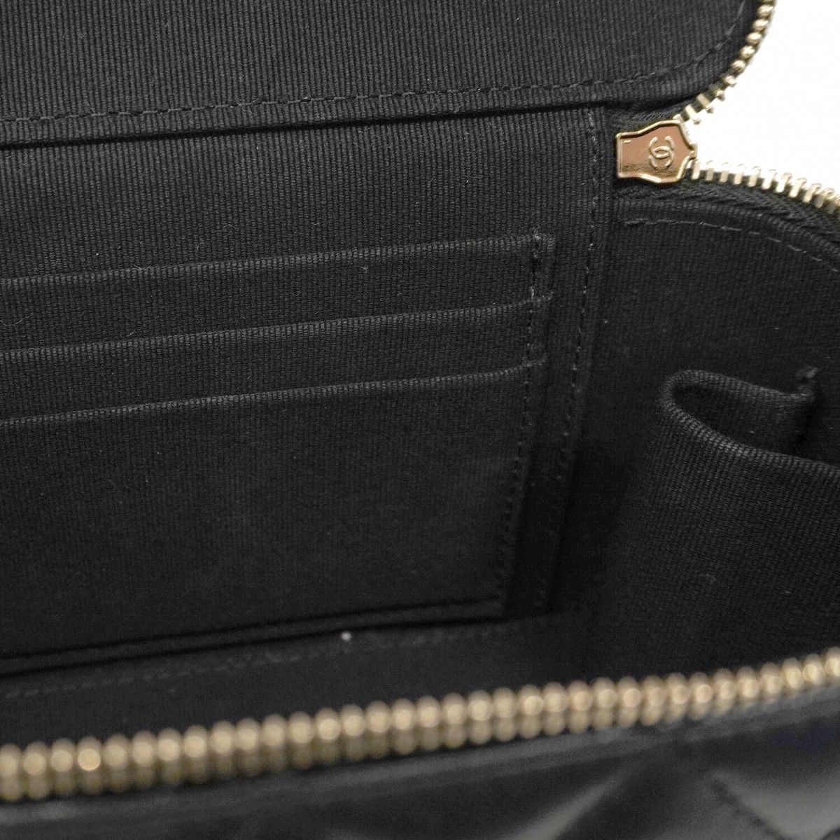 Chanel Vanity Bag Matelasse Lambskin Black Champagne Gold Hardware