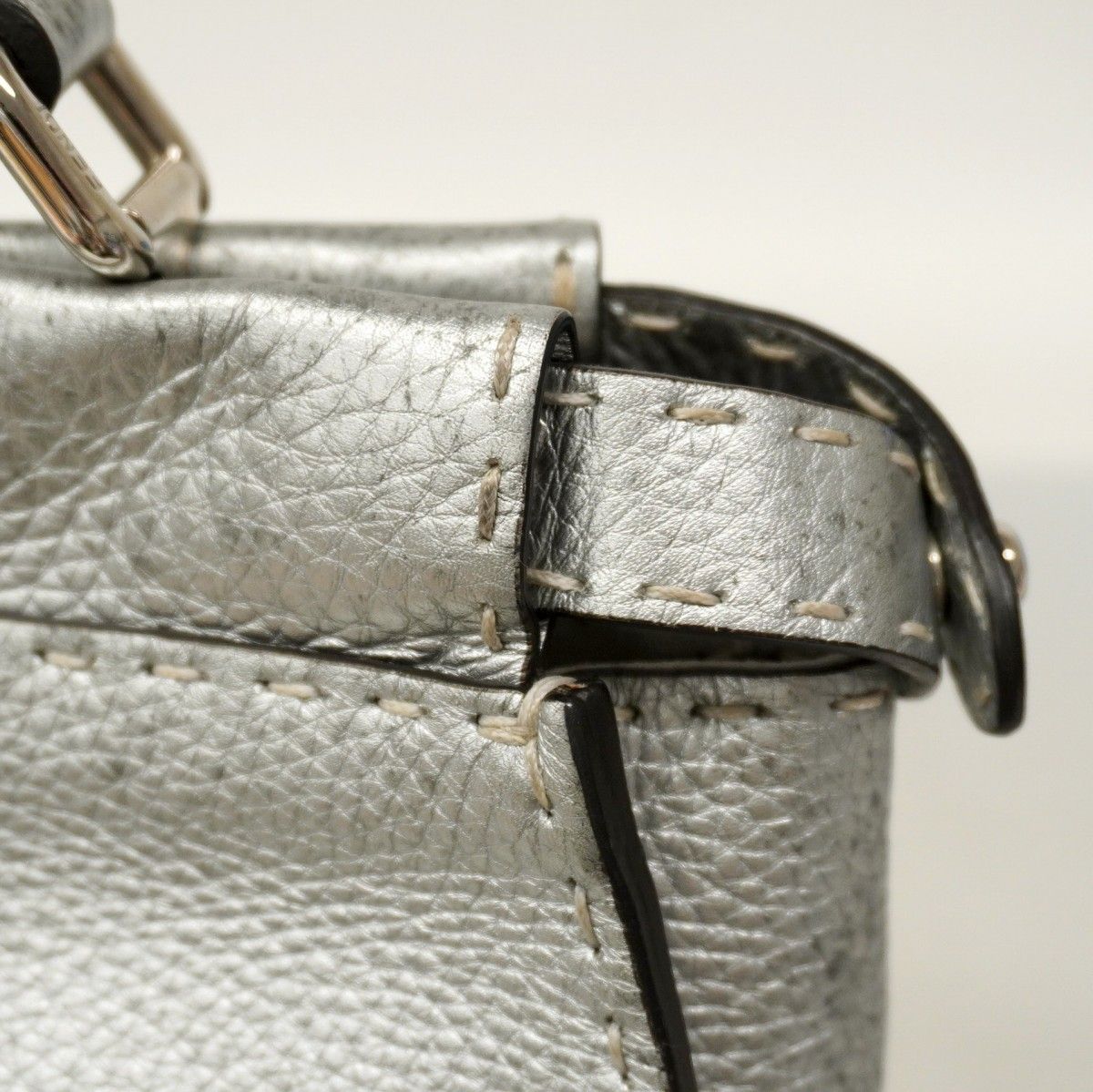 Fendi Handbag Peekaboo Canvas Leather Silver Silver Hardware 2way Bag