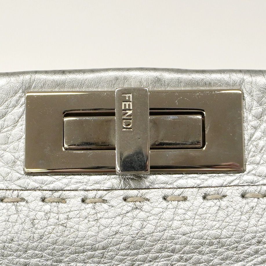 Fendi Handbag Peekaboo Canvas Leather Silver Silver Hardware 2way Bag