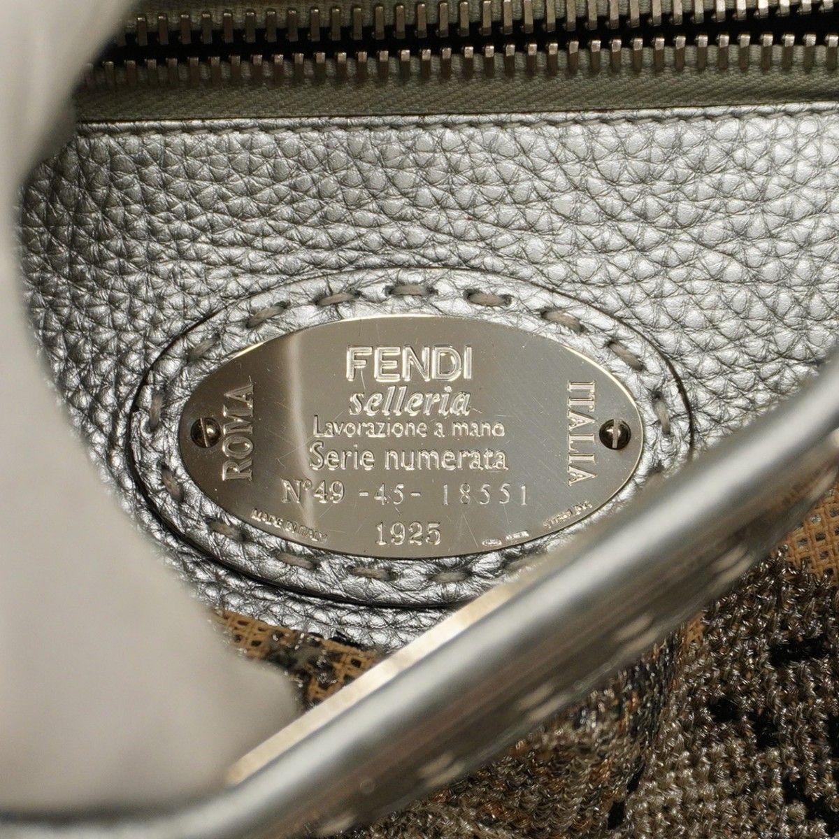 Fendi Handbag Peekaboo Canvas Leather Silver Silver Hardware 2way Bag