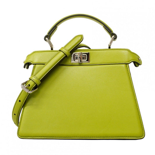 Fendi Handbag Peekaboo Leather Green Silver Hardware 2way Bag [Used]