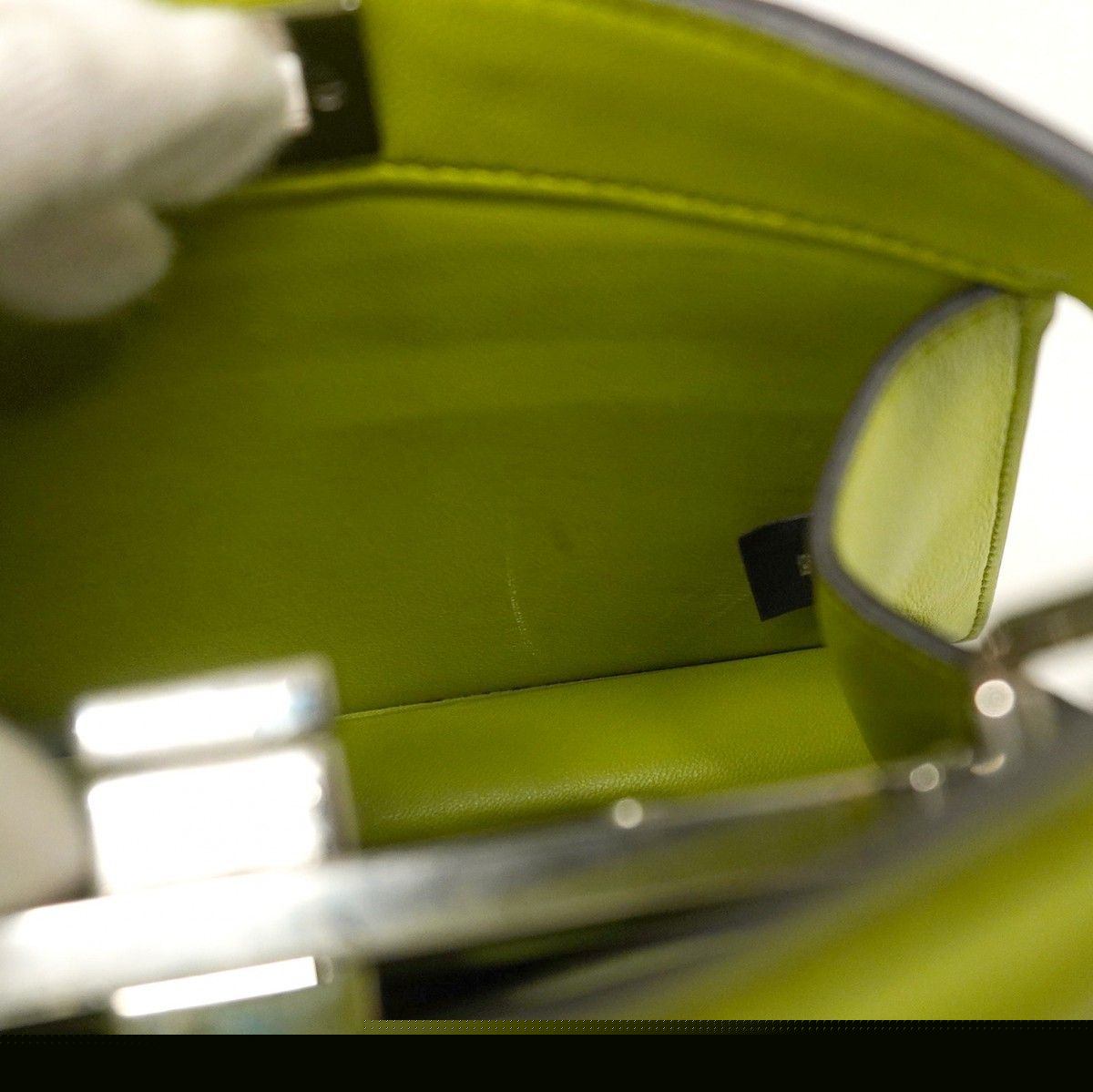 Fendi Handbag Peekaboo Leather Green Silver Hardware 2way Bag [Used]