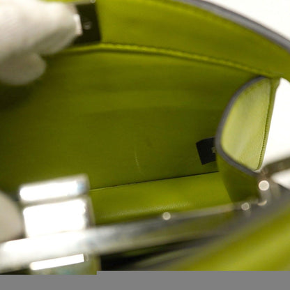 Fendi Handbag Peekaboo Leather Green Silver Hardware 2way Bag [Used]