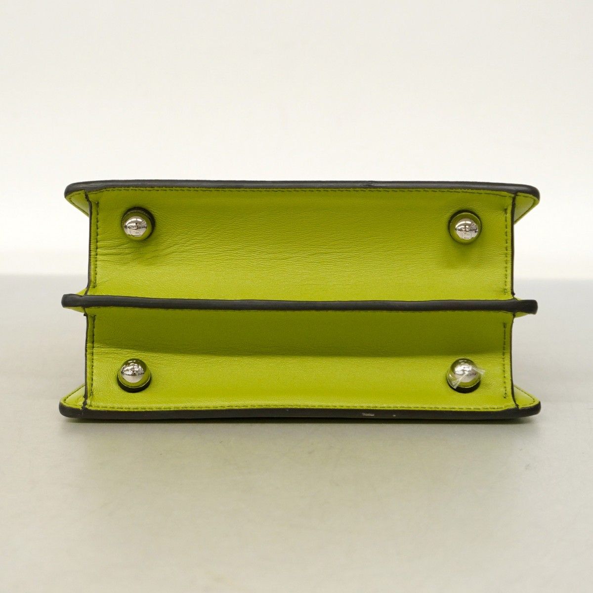 Fendi Handbag Peekaboo Leather Green Silver Hardware 2way Bag [Used]