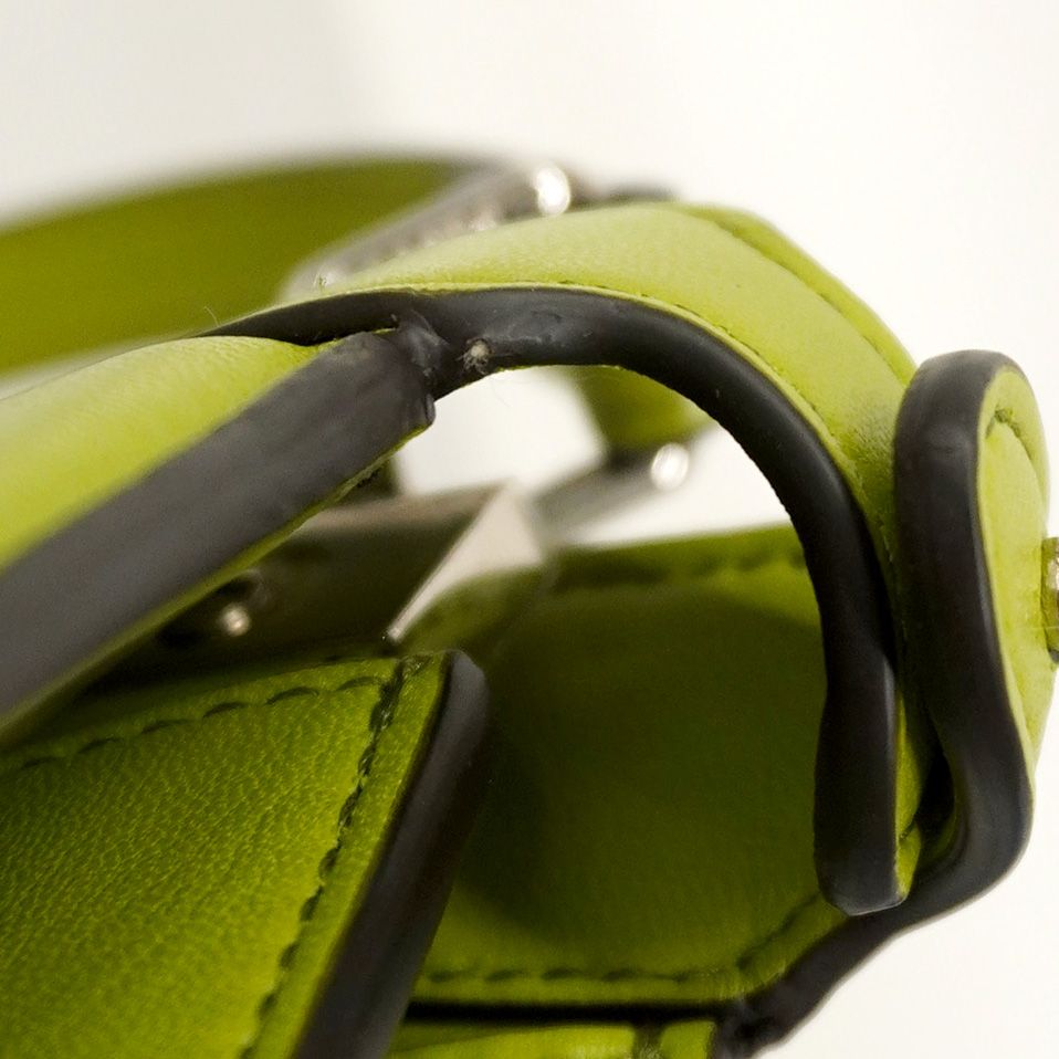 Fendi Handbag Peekaboo Leather Green Silver Hardware 2way Bag [Used]