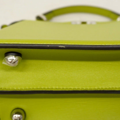 Fendi Handbag Peekaboo Leather Green Silver Hardware 2way Bag [Used]