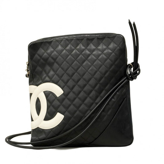 Chanel Shoulder Bag Cambon Lambskin Black Silver Hardware [Used]