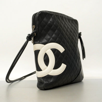 Chanel Shoulder Bag Cambon Lambskin Black Silver Hardware [Used]