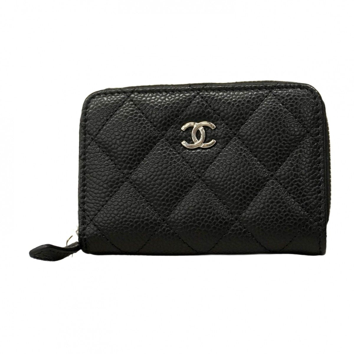 Chanel Coin Case Matelasse Caviar Skin Black Silver Hardware [Used]