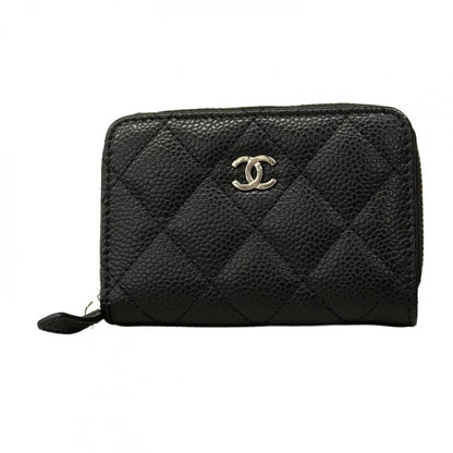 Chanel Coin Case Matelasse Caviar Skin Black Silver Hardware [Used]