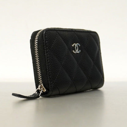 Chanel Coin Case Matelasse Caviar Skin Black Silver Hardware [Used]