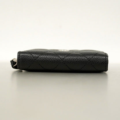Chanel Coin Case Matelasse Caviar Skin Black Silver Hardware [Used]
