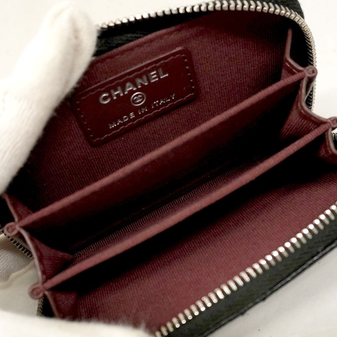 Chanel Coin Case Matelasse Caviar Skin Black Silver Hardware [Used]