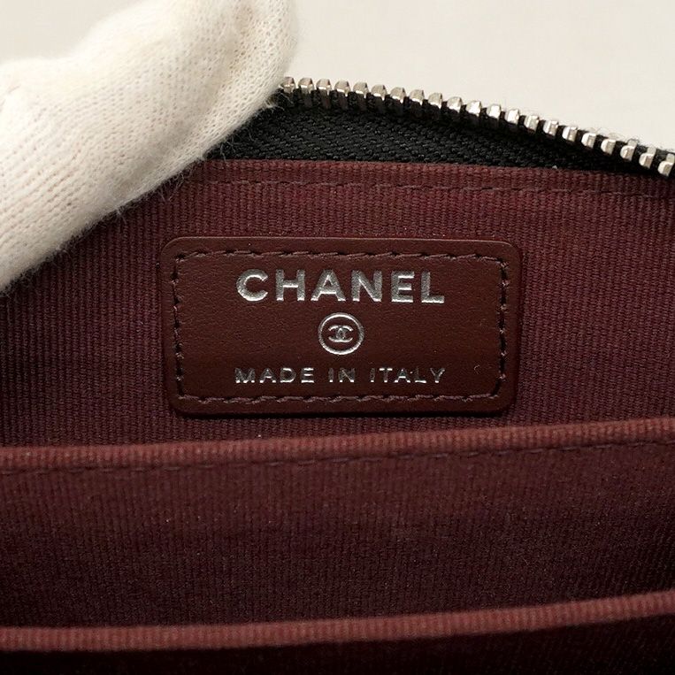 Chanel Coin Case Matelasse Caviar Skin Black Silver Hardware [Used]