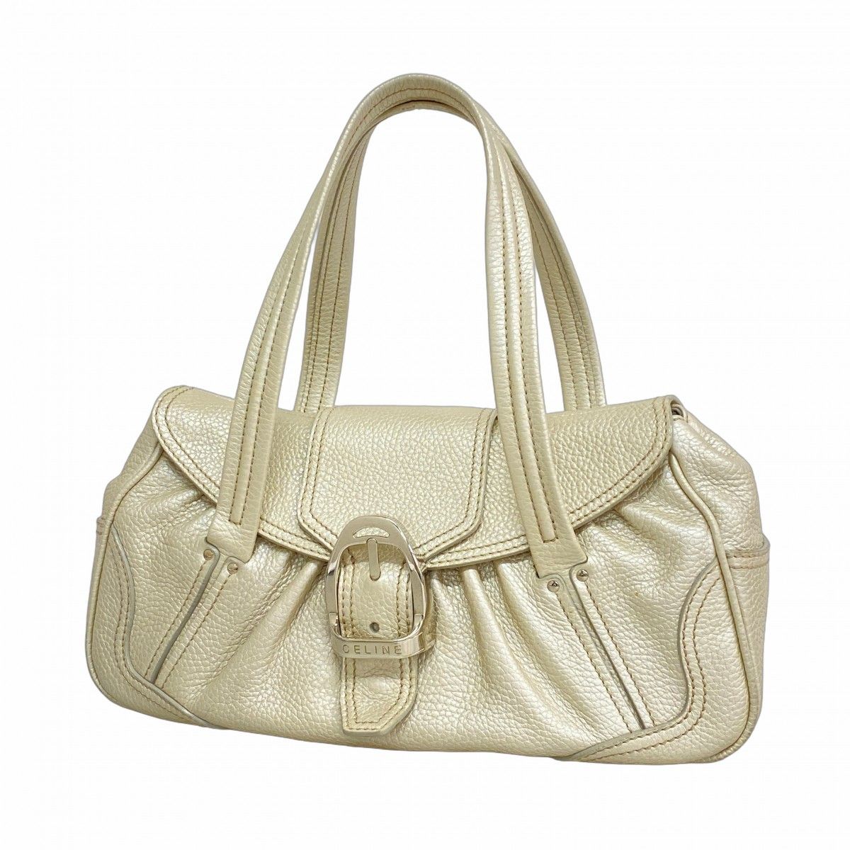 Celine Handbag Leather Light Gray Silver Hardware [Used] Women's