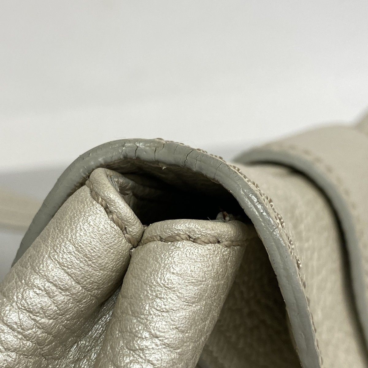 Celine Handbag Leather Light Gray Silver Hardware [Used] Women's