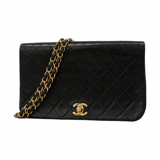 Chanel Shoulder Bag Matelasse Lambskin Black Gold Hardware [Used]