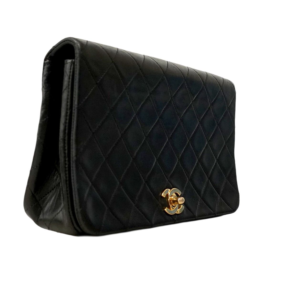 Chanel Shoulder Bag Matelasse Lambskin Black Gold Hardware [Used]