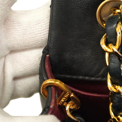 Chanel Shoulder Bag Mini Matelasse Lambskin Black Gold Hardware