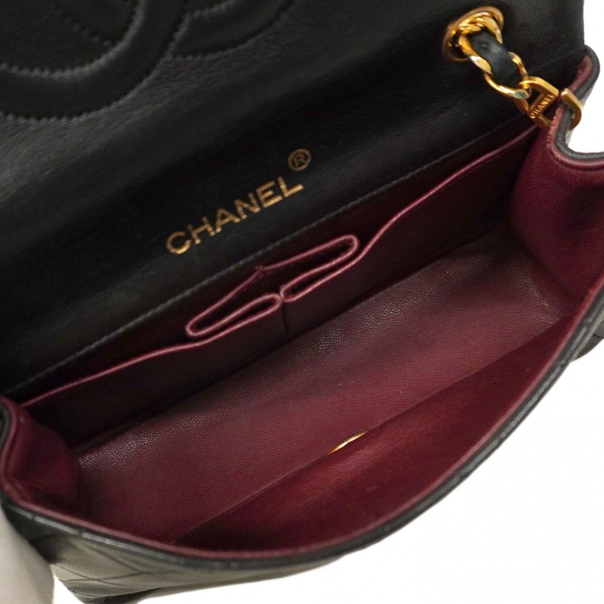 Chanel Shoulder Bag Mini Matelasse Lambskin Black Gold Hardware