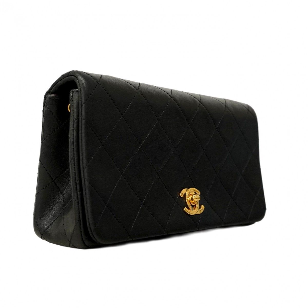 Chanel Shoulder Bag Mini Matelasse Lambskin Black Gold Hardware