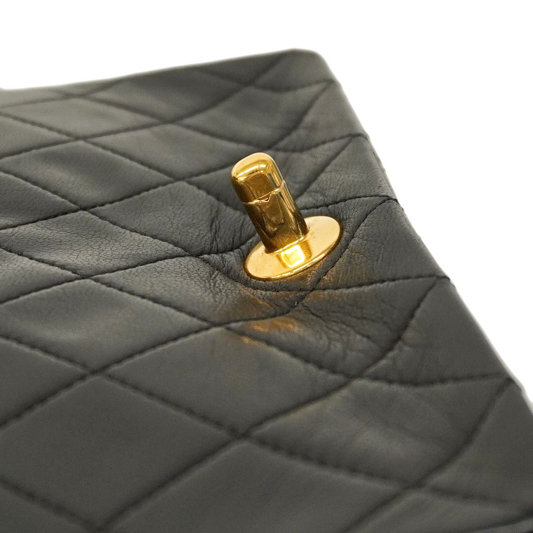 Chanel Shoulder Bag Mini Matelasse Lambskin Black Gold Hardware