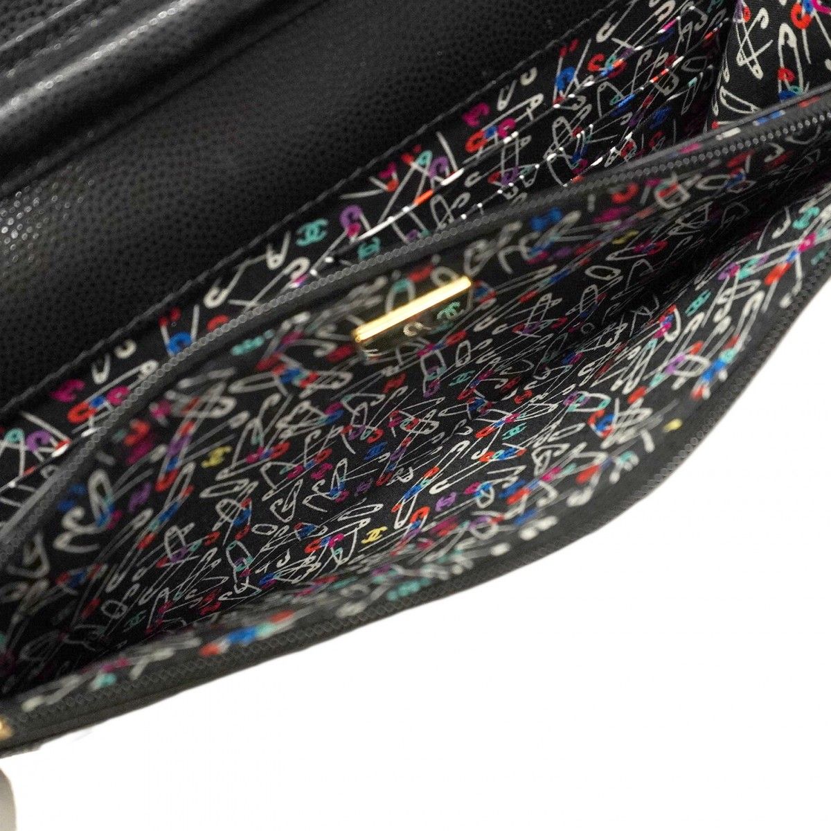 Chanel Shoulder Bag Matelasse Caviar Skin Black Gold Hardware [Used]