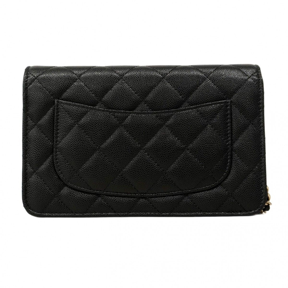 Chanel Shoulder Bag Matelasse Caviar Skin Black Gold Hardware [Used]