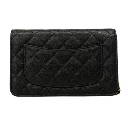 Chanel Shoulder Bag Matelasse Caviar Skin Black Gold Hardware [Used]