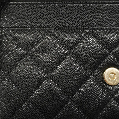 Chanel Shoulder Bag Matelasse Caviar Skin Black Gold Hardware [Used]