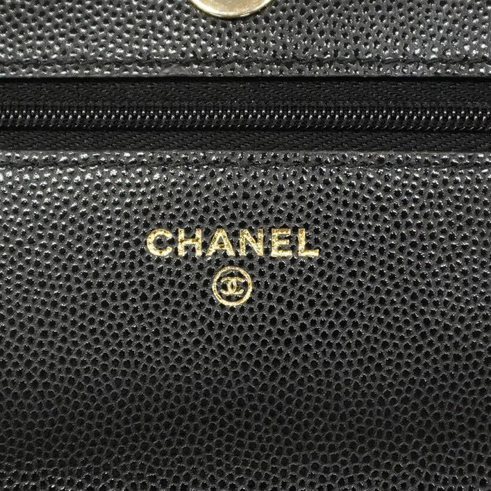 Chanel Shoulder Bag Matelasse Caviar Skin Black Gold Hardware [Used]