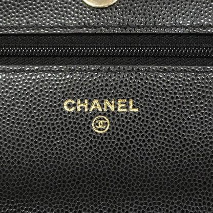 Chanel Shoulder Bag Matelasse Caviar Skin Black Gold Hardware [Used]
