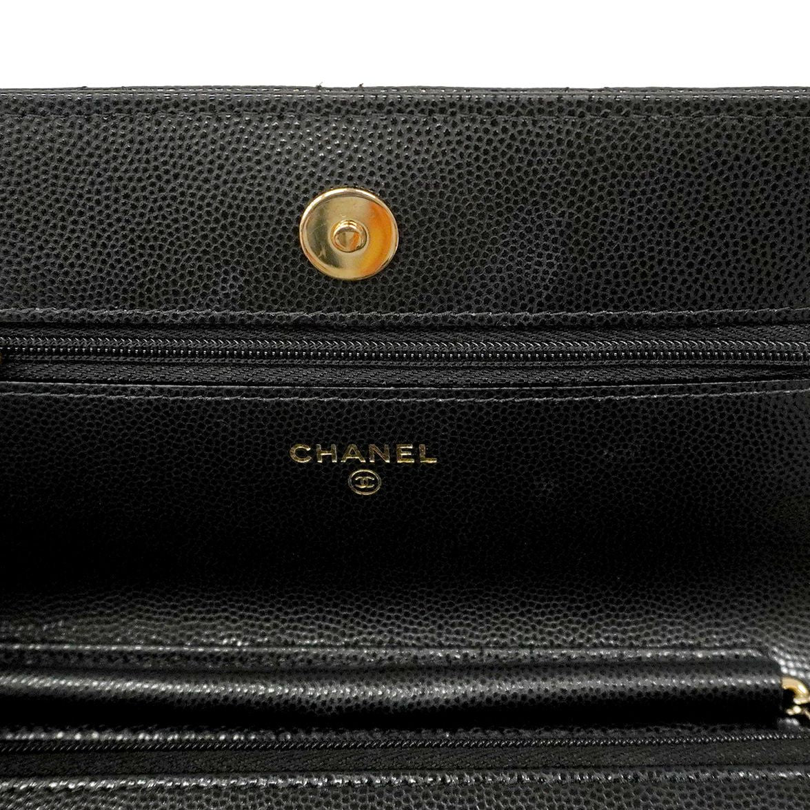 Chanel Shoulder Bag Matelasse Caviar Skin Black Gold Hardware [Used]