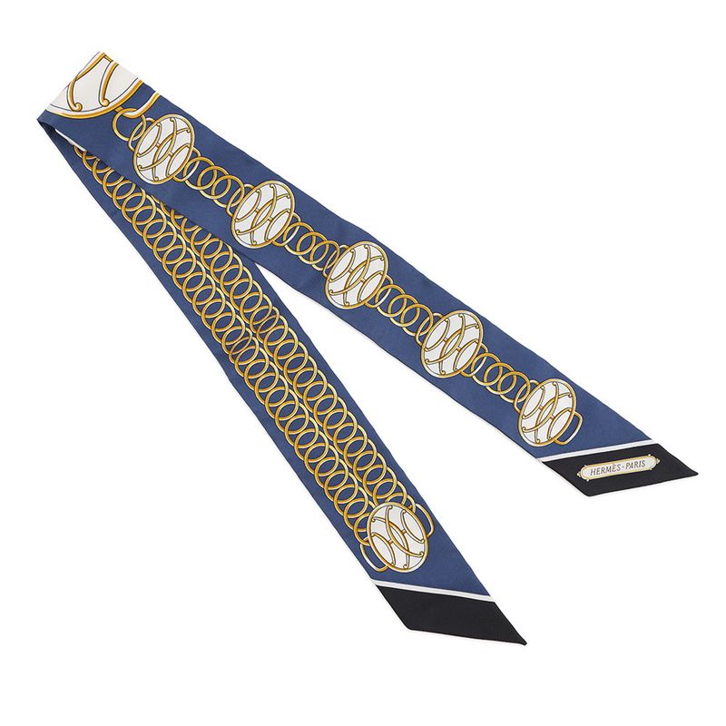 Hermes Scarf Twill Lift Profile Silk Fall/winter Marine Black