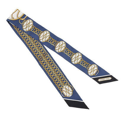 Hermes Scarf Twill Lift Profile Silk Fall/winter Marine Black
