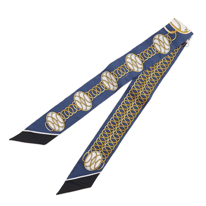 Hermes Scarf Twill Lift Profile Silk Fall/winter Marine Black