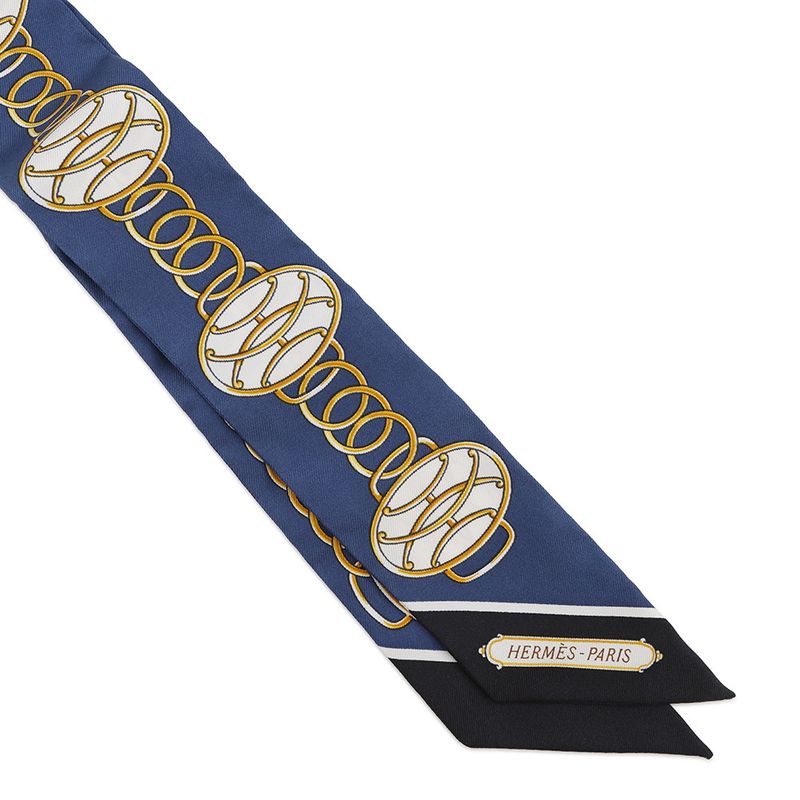 Hermes Scarf Twill Lift Profile Silk Fall/winter Marine Black