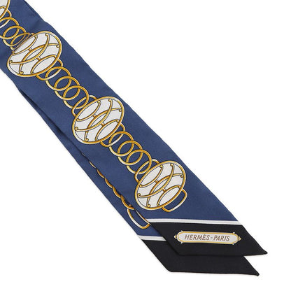 Hermes Scarf Twill Lift Profile Silk Fall/winter Marine Black