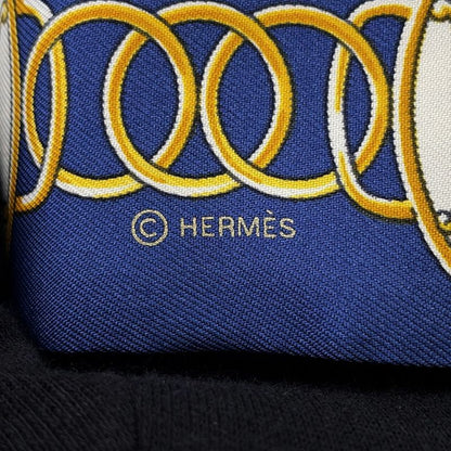 Hermes Scarf Twill Lift Profile Silk Fall/winter Marine Black