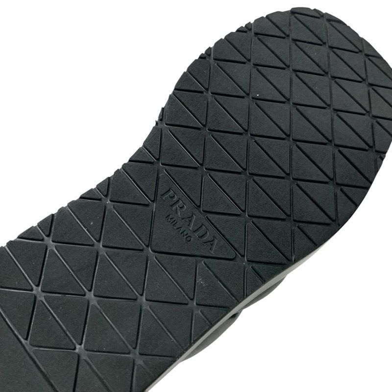 Prada Sandals Shoes Leather Black Logo Platform Padded Nappa
