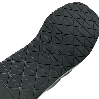 Prada Sandals Shoes Leather Black Logo Platform Padded Nappa