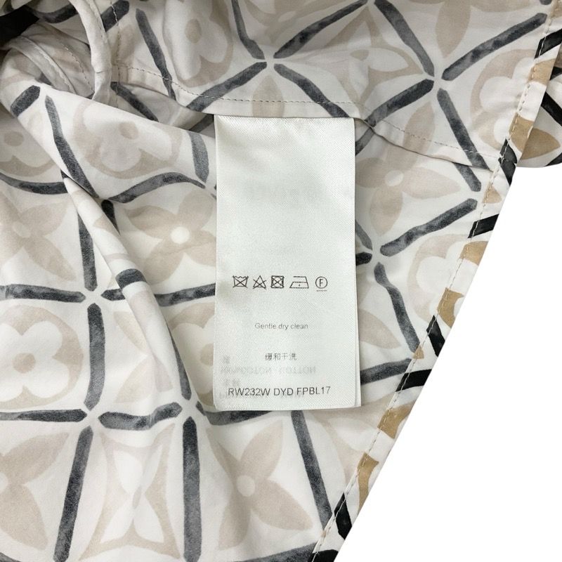 Louis Vuitton Tops Cotton Beige Monogram Tile Cape Blouse Shirt Cropped Length