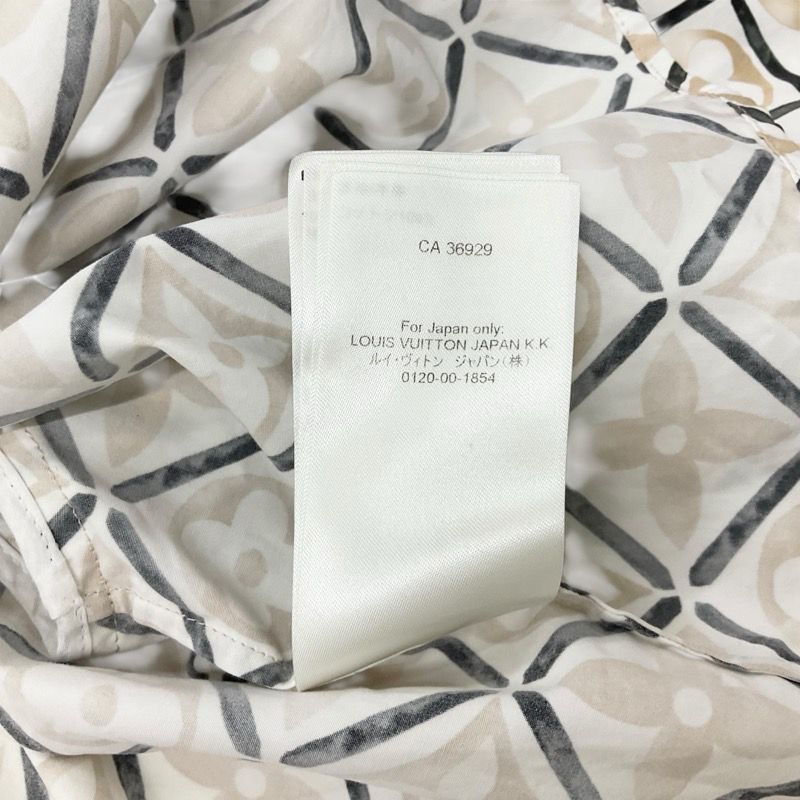 Louis Vuitton Tops Cotton Beige Monogram Tile Cape Blouse Shirt Cropped Length