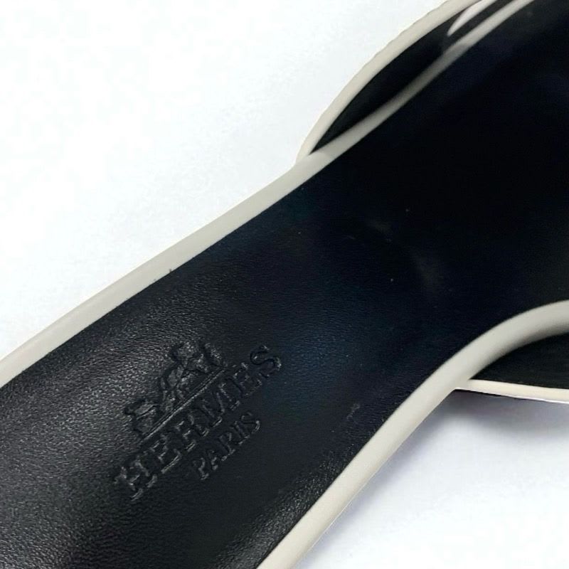 Hermes Area 60 Sandals Shoes Leather White Mules