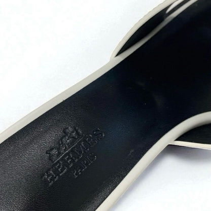 Hermes Area 60 Sandals Shoes Leather White Mules