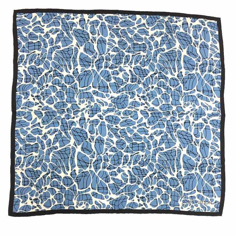 Louis Vuitton Scarf Blue Monograph Scarf Silk Aq7651